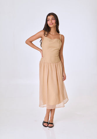 Mossimo Azalea Khaki Squared Neck Maxi Dress