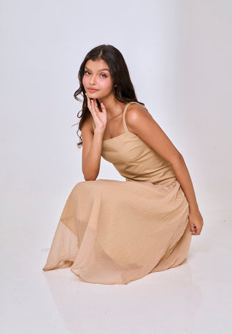 Mossimo Azalea Khaki Squared Neck Maxi Dress