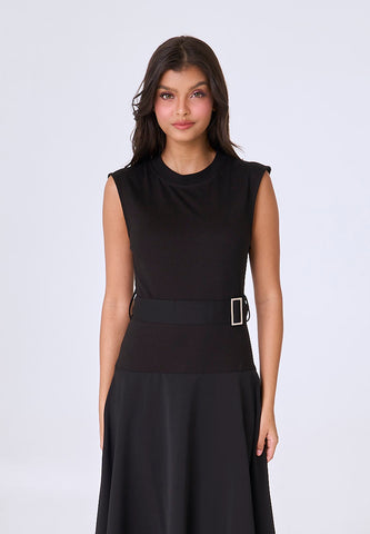 Mossimo Ayra Black Midi Flowy Dress