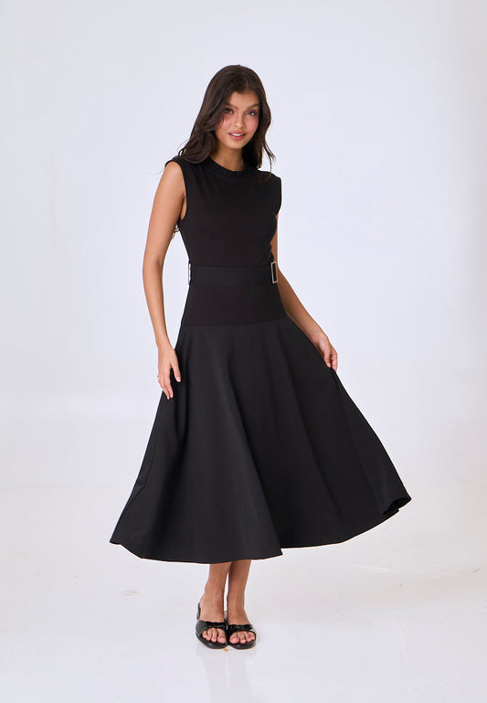 Mossimo Ayra Black Midi Flowy Dress
