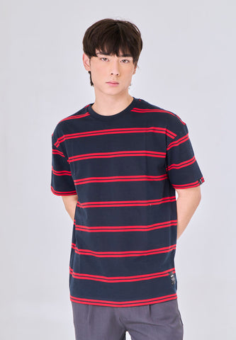 Mossimo Daxton Navy Red Stripes Urban Fit Tee