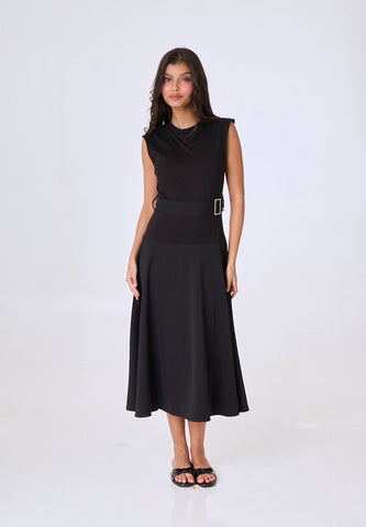 Mossimo Ayra Black Midi Flowy Dress
