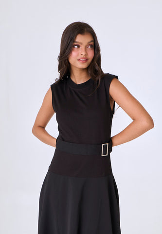 Mossimo Ayra Black Midi Flowy Dress