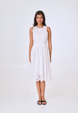 Mossimo Gabrielle White Summer Eyelet Midi Dress
