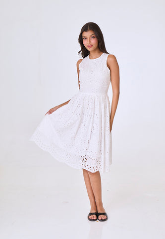 Mossimo Gabrielle White Summer Eyelet Midi Dress