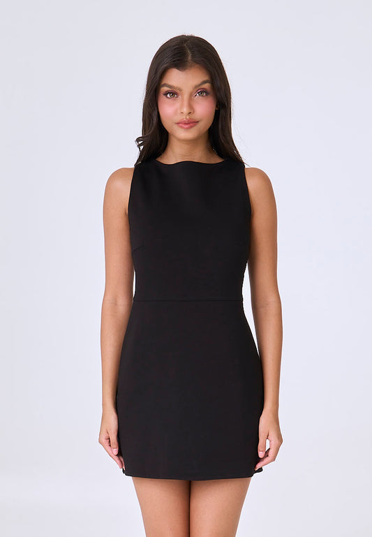 Mossimo Aria Black Boat Neck Mini Dress