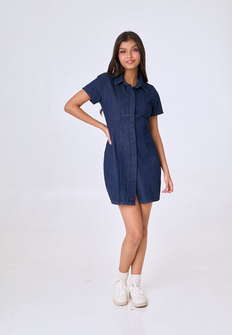 Mossimo Bellamy Dark Blue Denim Cropped Shoulder Mini Dress