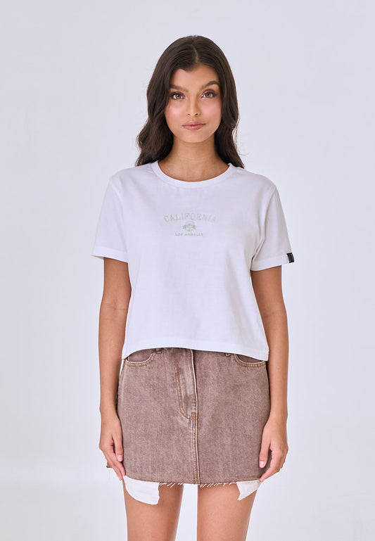 Mossimo Oriana White Classic Cropped Fit Tee