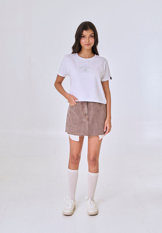 Mossimo Oriana White Classic Cropped Fit Tee