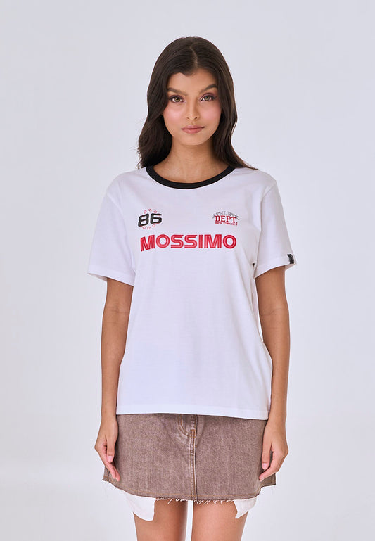 Mossimo Aven White Ringer Varsity Fit Tee