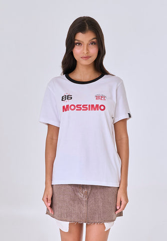 Mossimo Aven White Ringer Varsity Fit Tee