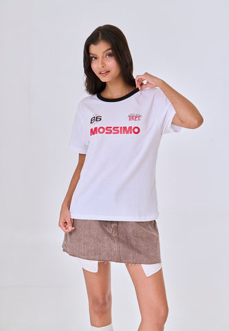 Mossimo Aven White Ringer Varsity Fit Tee