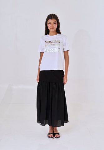 Mossimo Liora Black Combine Shirred Long Skirt