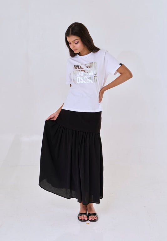 Mossimo Liora Black Combine Shirred Long Skirt