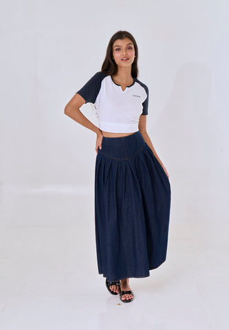 Mossimo Kiana White Raglan Classic Cropped Fit Tee