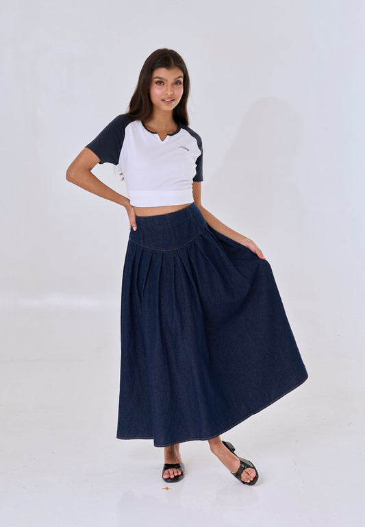 Mossimo Rayla Dark Blue Long Denim Skirt