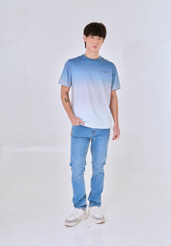 Mossimo Dash Blue Green Round Neck Comfort Fit Tee