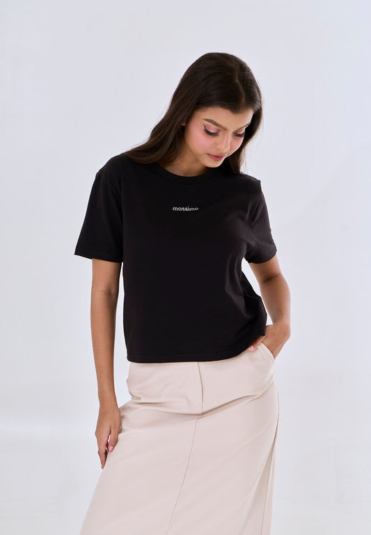 Mossimo Giselle Black Classic Cropped Fit Tee