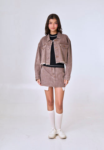 Mossimo Maddox Choco Boxy Cropped Denim Jacket