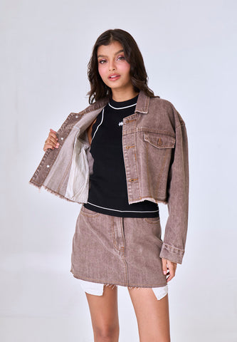 Mossimo Maddox Choco Boxy Cropped Denim Jacket