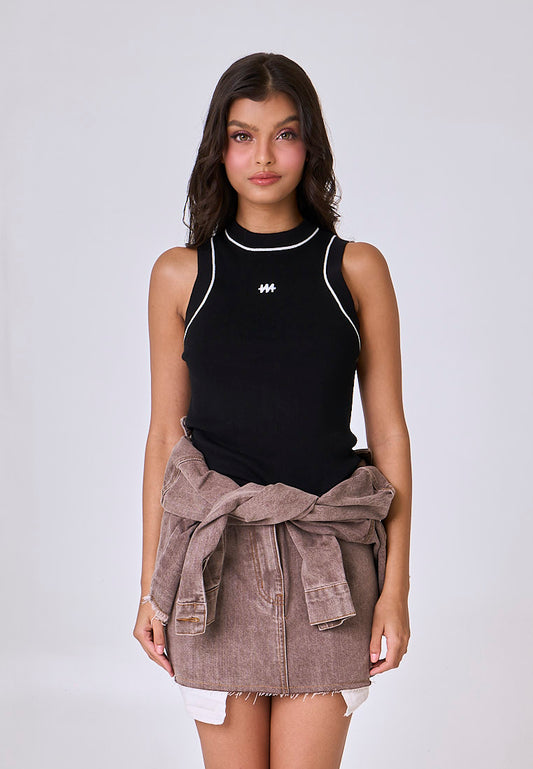 Mossimo Collins Black Halter Knit Top
