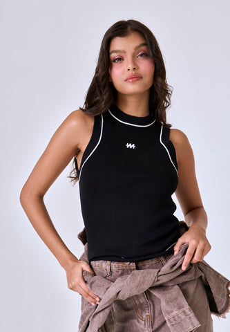 Mossimo Collins Black Halter Knit Top