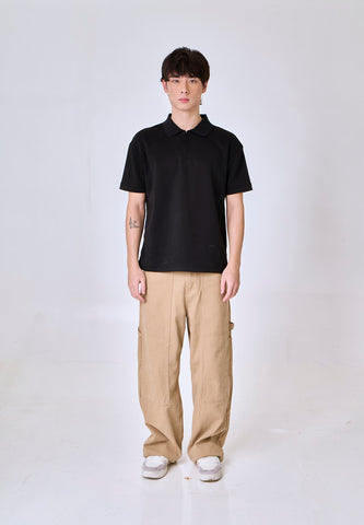 Mossimo Jaxon Black Polo Shirt w/ Hidden Zipper