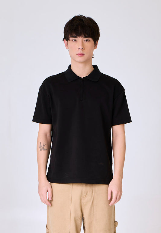 Mossimo Jaxon Black Polo Shirt w/ Hidden Zipper