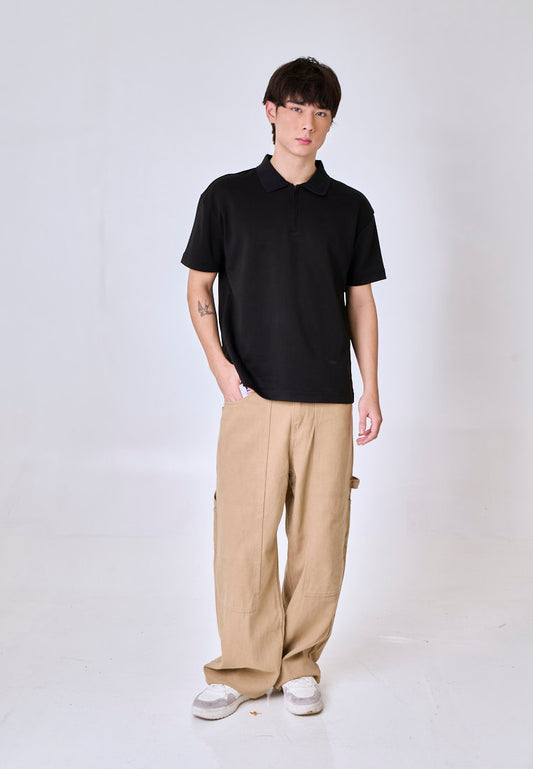 Mossimo Jaxon Black Polo Shirt w/ Hidden Zipper