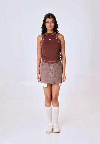 Mossimo Collins Dark Brown Halter Knit Top