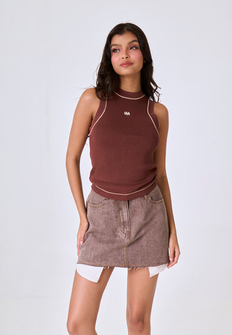 Mossimo Collins Dark Brown Halter Knit Top