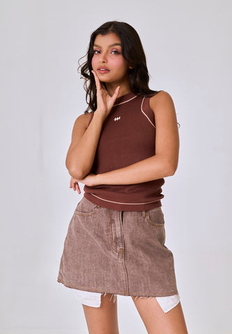 Mossimo Collins Dark Brown Halter Knit Top