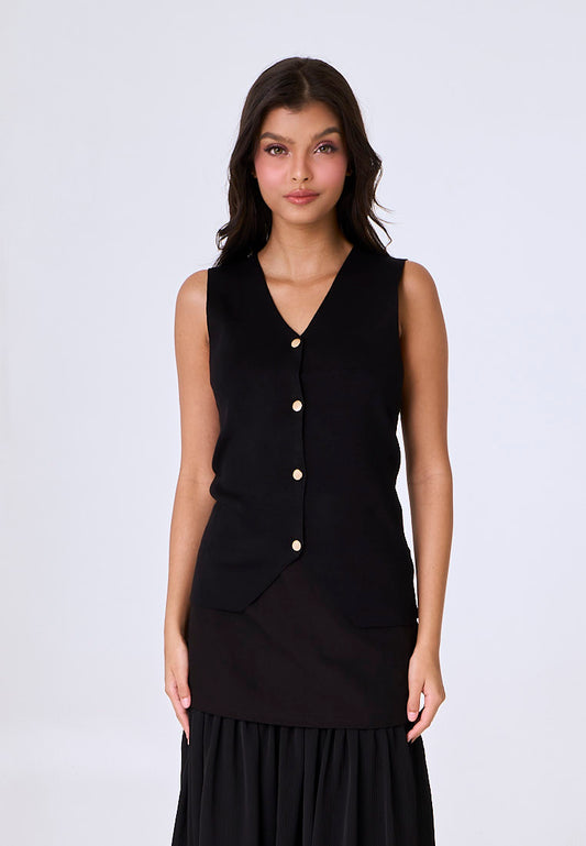 Mossimo Blair Black Vest Knitted Top