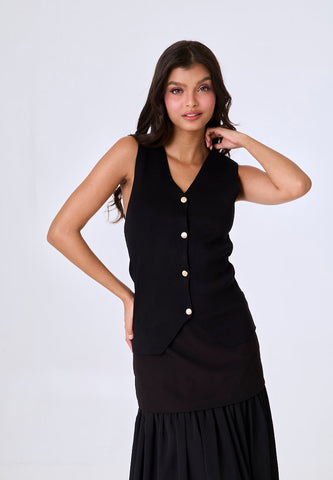 Mossimo Blair Black Vest Knitted Top