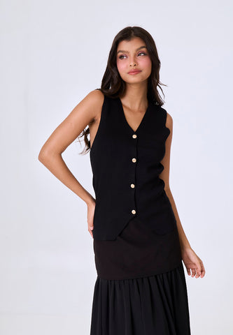 Mossimo Blair Black Vest Knitted Top