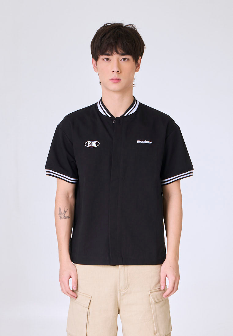 Mossimo  Amir Black Button Down Boxy Woven Short Sleeves Top