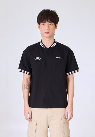 Mossimo  Amir Black Button Down Boxy Woven Short Sleeves Top