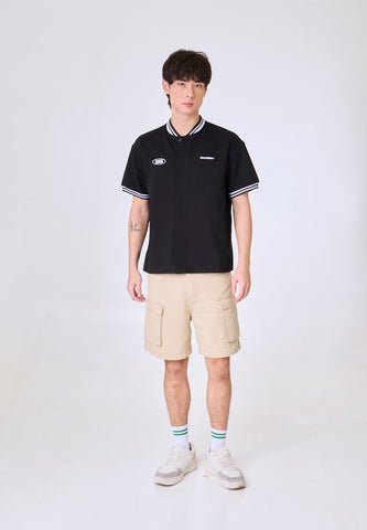 Mossimo  Amir Black Button Down Boxy Woven Short Sleeves Top