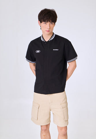 Mossimo  Amir Black Button Down Boxy Woven Short Sleeves Top