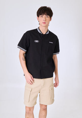 Mossimo  Amir Black Button Down Boxy Woven Short Sleeves Top