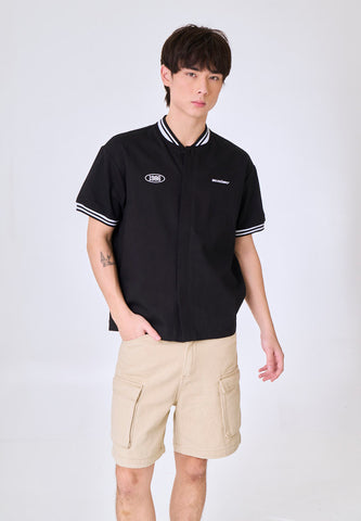 Mossimo  Amir Black Button Down Boxy Woven Short Sleeves Top