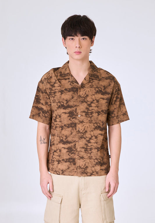 Mossimo Arjun Brown Classic Printed Woven Short Sleeves