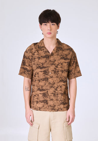 Mossimo Arjun Brown Classic Printed Woven Short Sleeves