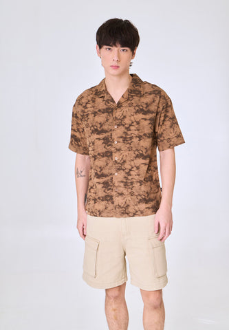Mossimo Arjun Brown Classic Printed Woven Short Sleeves