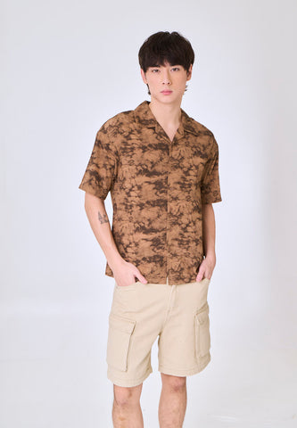Mossimo Arjun Brown Classic Printed Woven Short Sleeves