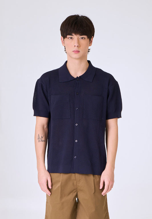 Mossimo Elijah Navy Blue Urban Button Down Polo Shirt