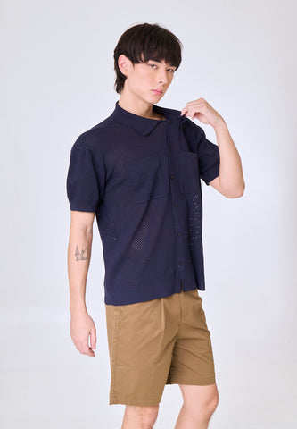 Mossimo Elijah Navy Blue Urban Button Down Polo Shirt