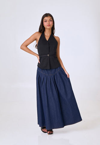 Mossimo Demi Black Woven Office Halter Top