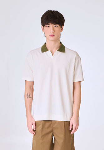 Mossimo Asher Off White Urban Raglan Polo Shirt