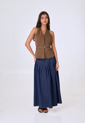 Mossimo Demi Olive Woven Office Halter Top